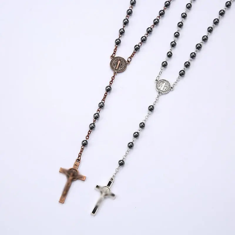 Hematite Cross Necklace - Blade & Thread