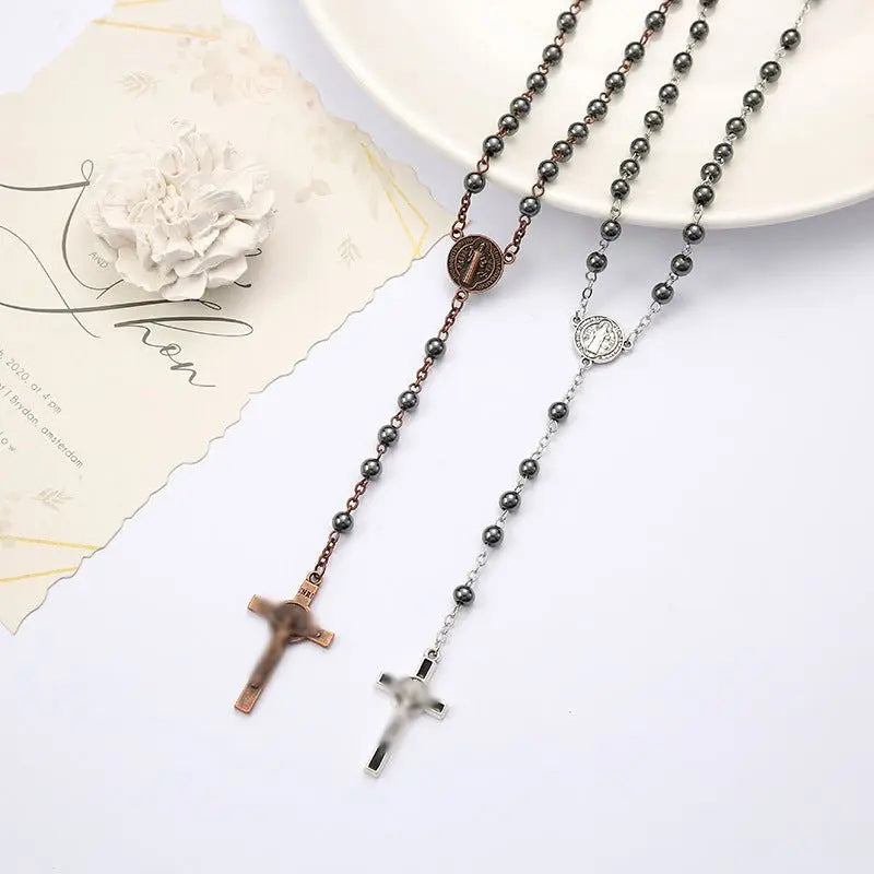 Hematite Cross Necklace - Blade & Thread