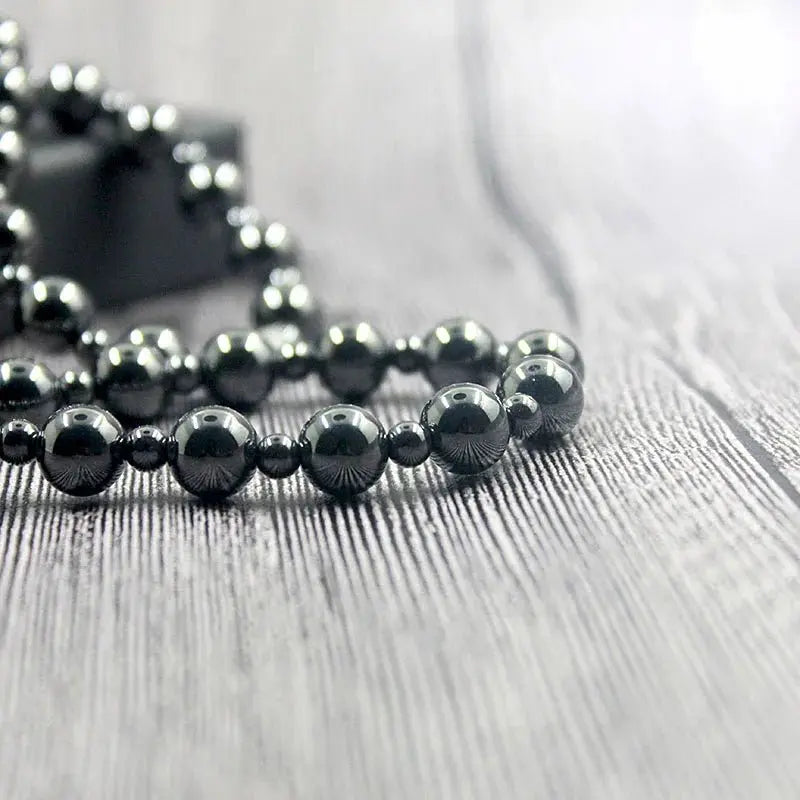 hematite necklace Round Beads Beaded Necklace - Blade & Thread