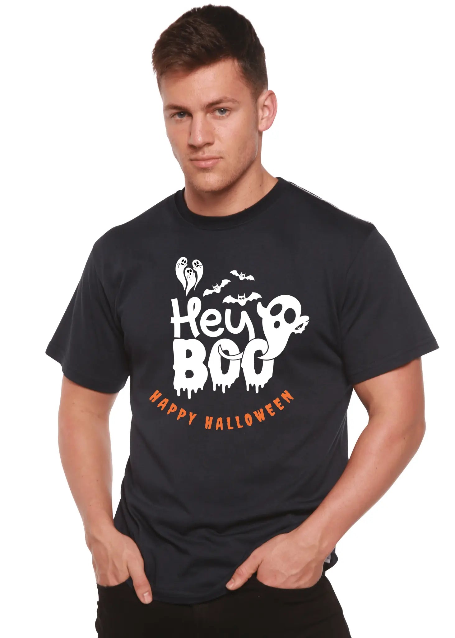 Hey Boo Men's Bamboo Viscose/Organic Cotton Short Sleeve Graphic T-Shirt Spun Bamboo