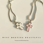 High-grade blade chain double cross pendant necklace nowadaysfashion