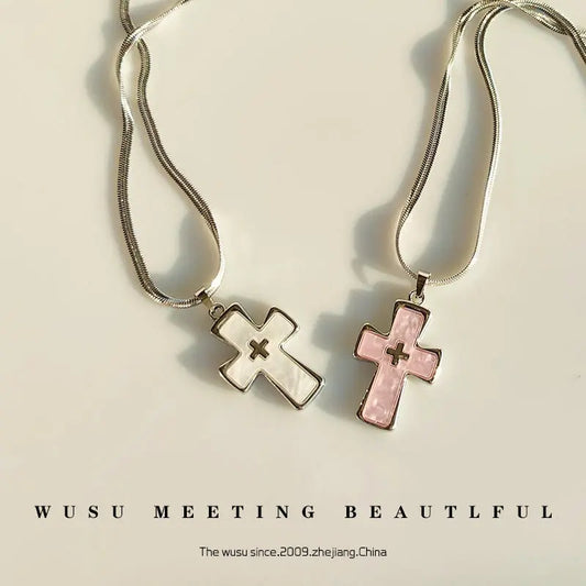 High-grade blade chain double cross pendant necklace - Blade & Thread
