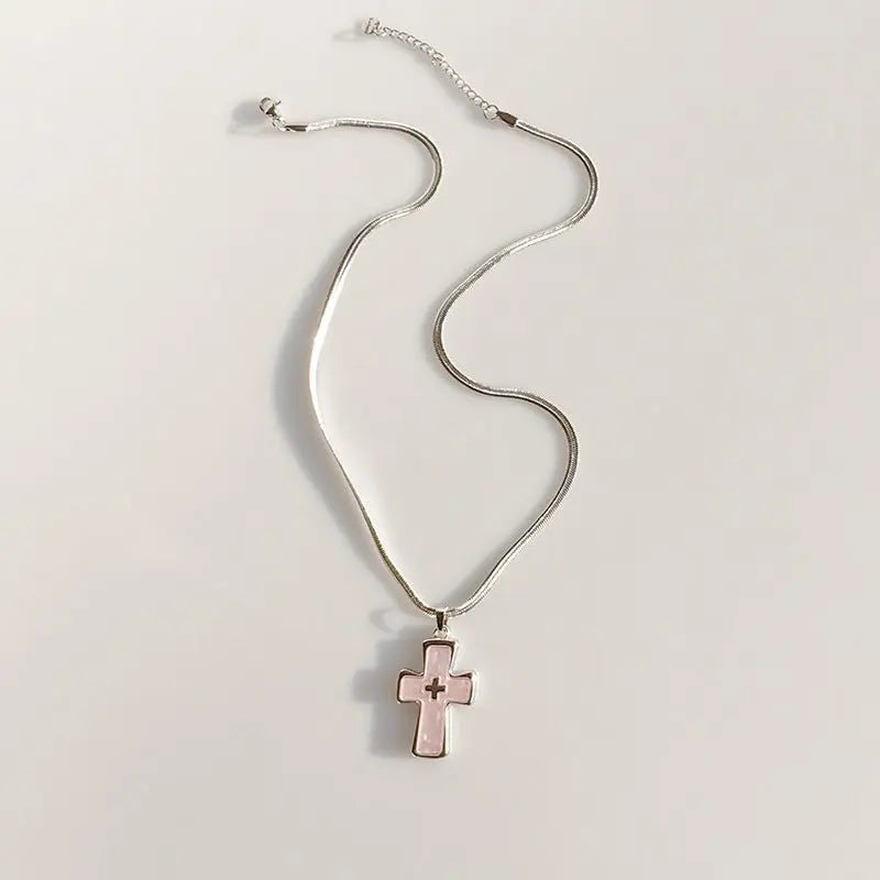 High-grade blade chain double cross pendant necklace nowadaysfashion