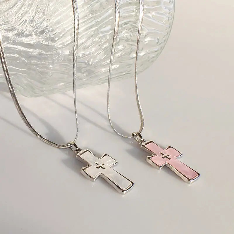 High-grade blade chain double cross pendant necklace nowadaysfashion