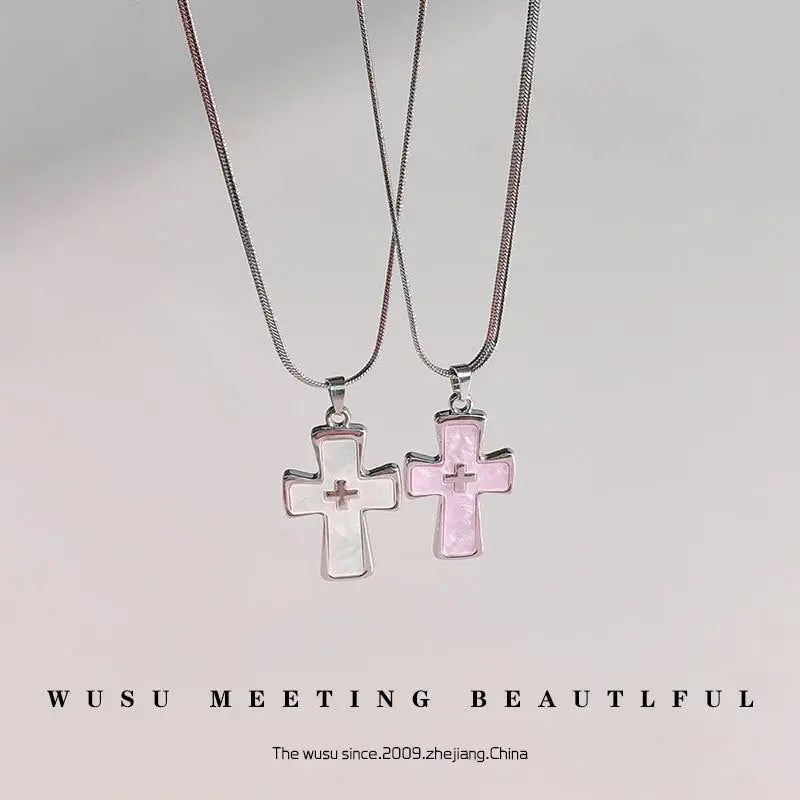 High-grade blade chain double cross pendant necklace nowadaysfashion