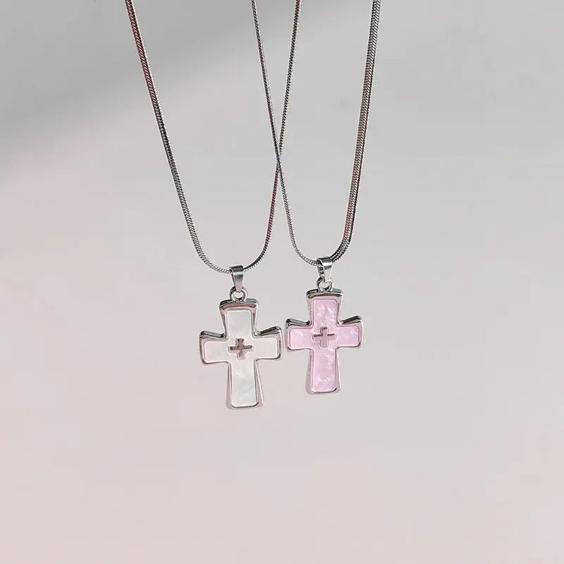 High-grade blade chain double cross pendant necklace nowadaysfashion