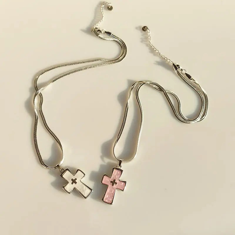High-grade blade chain double cross pendant necklace nowadaysfashion