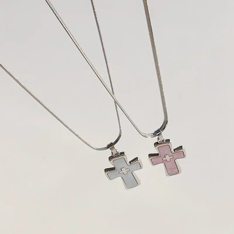High-grade blade chain double cross pendant necklace nowadaysfashion