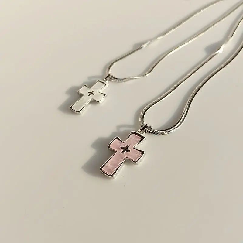 High-grade blade chain double cross pendant necklace nowadaysfashion