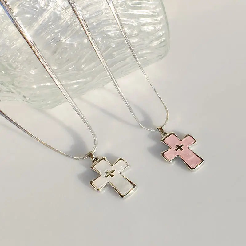 High-grade blade chain double cross pendant necklace nowadaysfashion