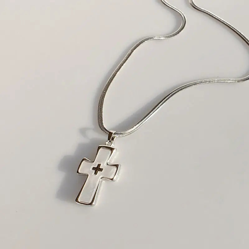 High-grade blade chain double cross pendant necklace nowadaysfashion
