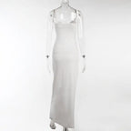 High Split Ankle-length Party Dresses Women Solid White Spaghetti Strap Dress Y2K nowadaysfashion