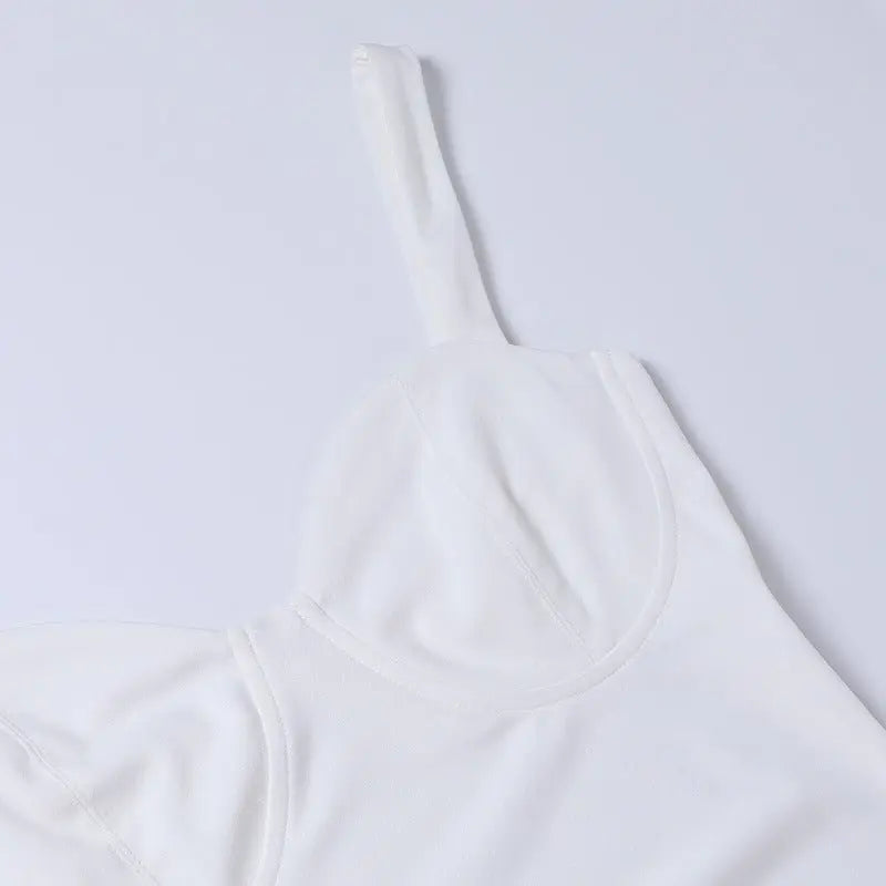 High Split Ankle-length Party Dresses Women Solid White Spaghetti Strap Dress Y2K nowadaysfashion