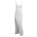 High Split Ankle-length Party Dresses Women Solid White Spaghetti Strap Dress Y2K nowadaysfashion