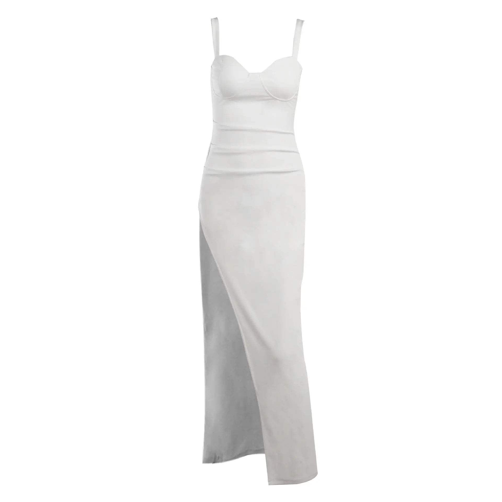 High Split Ankle-length Party Dresses Women Solid White Spaghetti Strap Dress Y2K nowadaysfashion