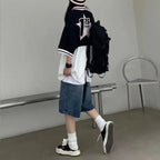 High Street Retro Blue Jeans Shorts Women Y2k Clothing Oversize nowadaysfashion