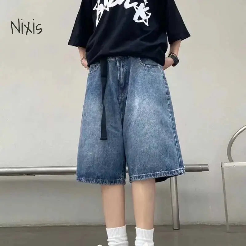 High Street Retro Blue Jeans Shorts Women Y2k Clothing Oversize nowadaysfashion