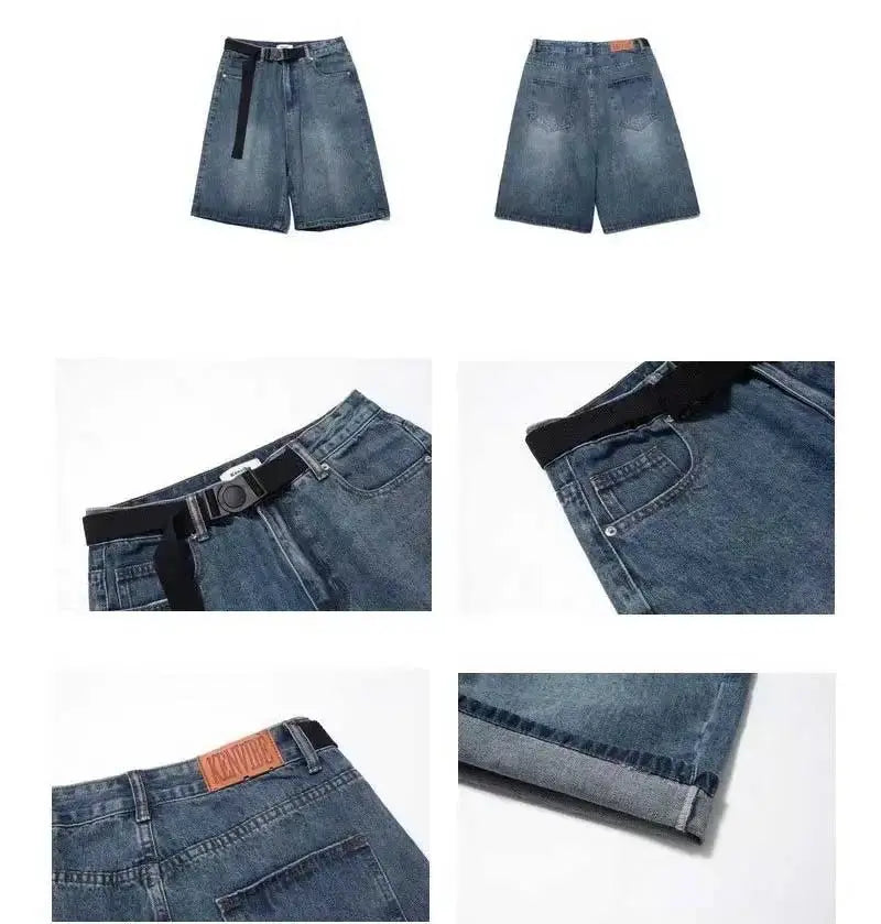 High Street Retro Blue Jeans Shorts Women Y2k Clothing Oversize nowadaysfashion