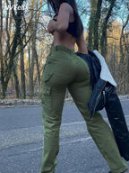 High Waist Cargo Pants Stylish - Blade & Thread