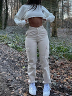High Waist Cargo Pants Stylish - Blade & Thread