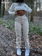 High Waist Cargo Pants Stylish - Blade & Thread