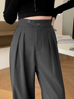 High Waist Loose Female Wide Leg Pants Spring Summer Solid Straight Trousers nowadaysfashion