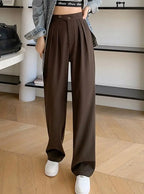 High Waist Loose Female Wide Leg Pants Spring Summer Solid Straight Trousers nowadaysfashion