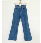 High Waist Pockets Female Floor-length Wide Leg Denim Trousers - Blade & Thread