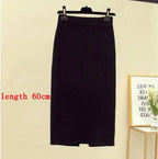 High Waist Women Knitted Skirt Spring Autumn Fashion Rib Skirt Elegant Midi Skirt - Blade & Thread