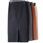 High Waist Women Knitted Skirt Spring Autumn Fashion Rib Skirt Elegant Midi Skirt - Blade & Thread
