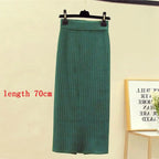 High Waist Women Knitted Skirt Spring Autumn Fashion Rib Skirt Elegant Midi Skirt - Blade & Thread