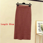 High Waist Women Knitted Skirt Spring Autumn Fashion Rib Skirt Elegant Midi Skirt - Blade & Thread