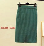 High Waist Women Knitted Skirt Spring Autumn Fashion Rib Skirt Elegant Midi Skirt - Blade & Thread