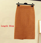 High Waist Women Knitted Skirt Spring Autumn Fashion Rib Skirt Elegant Midi Skirt - Blade & Thread