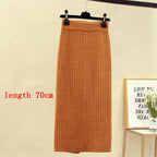 High Waist Women Knitted Skirt Spring Autumn Fashion Rib Skirt Elegant Midi Skirt - Blade & Thread