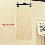 High Waist Women Knitted Skirt Spring Autumn Fashion Rib Skirt Elegant Midi Skirt - Blade & Thread