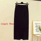 High Waist Women Knitted Skirt Spring Autumn Fashion Rib Skirt Elegant Midi Skirt - Blade & Thread