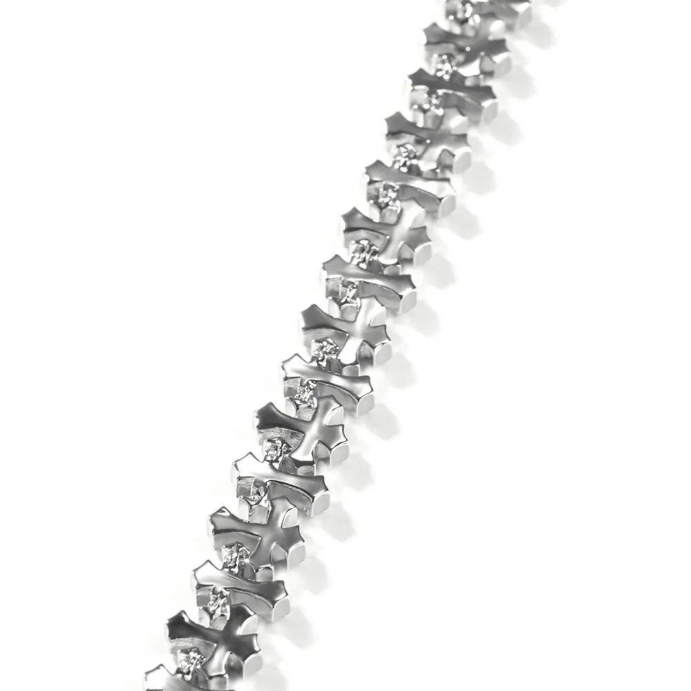 Hip-hop 11.5MM zircon-encrusted cross bracelet - Blade & Thread