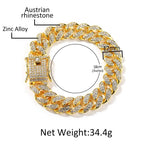 Hip-Hop 12mm Diamond-Encrusted Cuban Chain Bracelet nowadaysfashion