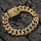 Hip-Hop 12mm Diamond-Encrusted Cuban Chain Bracelet nowadaysfashion
