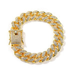 Hip-Hop 12mm Diamond-Encrusted Cuban Chain Bracelet nowadaysfashion