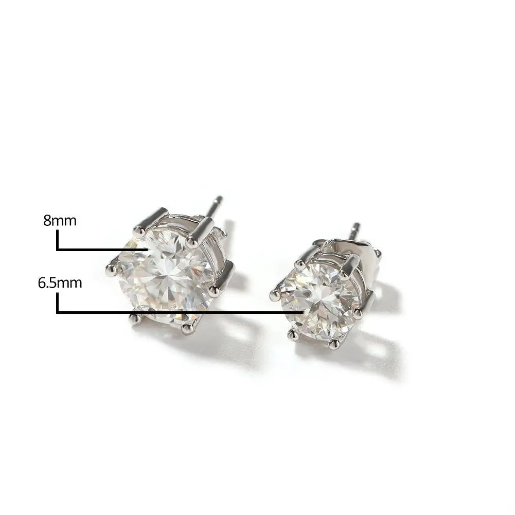 Hip-hop 925 silver moissanite six-prong earrings - Blade & Thread