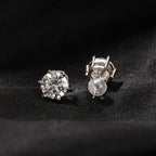 Hip-hop 925 silver moissanite six-prong earrings nowadaysfashion