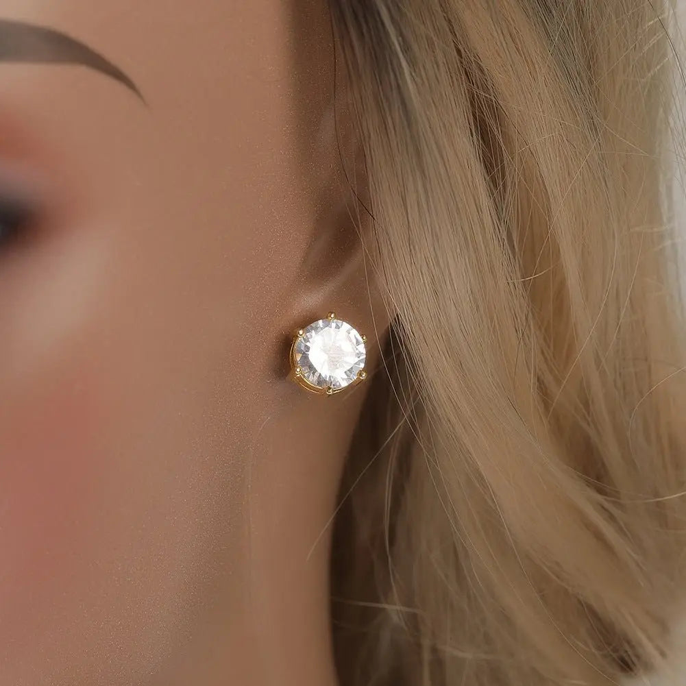 Hip-hop 925 silver moissanite six-prong earrings nowadaysfashion