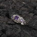 Hip-Hop 925 Silver Ring with Purple Zircon nowadaysfashion