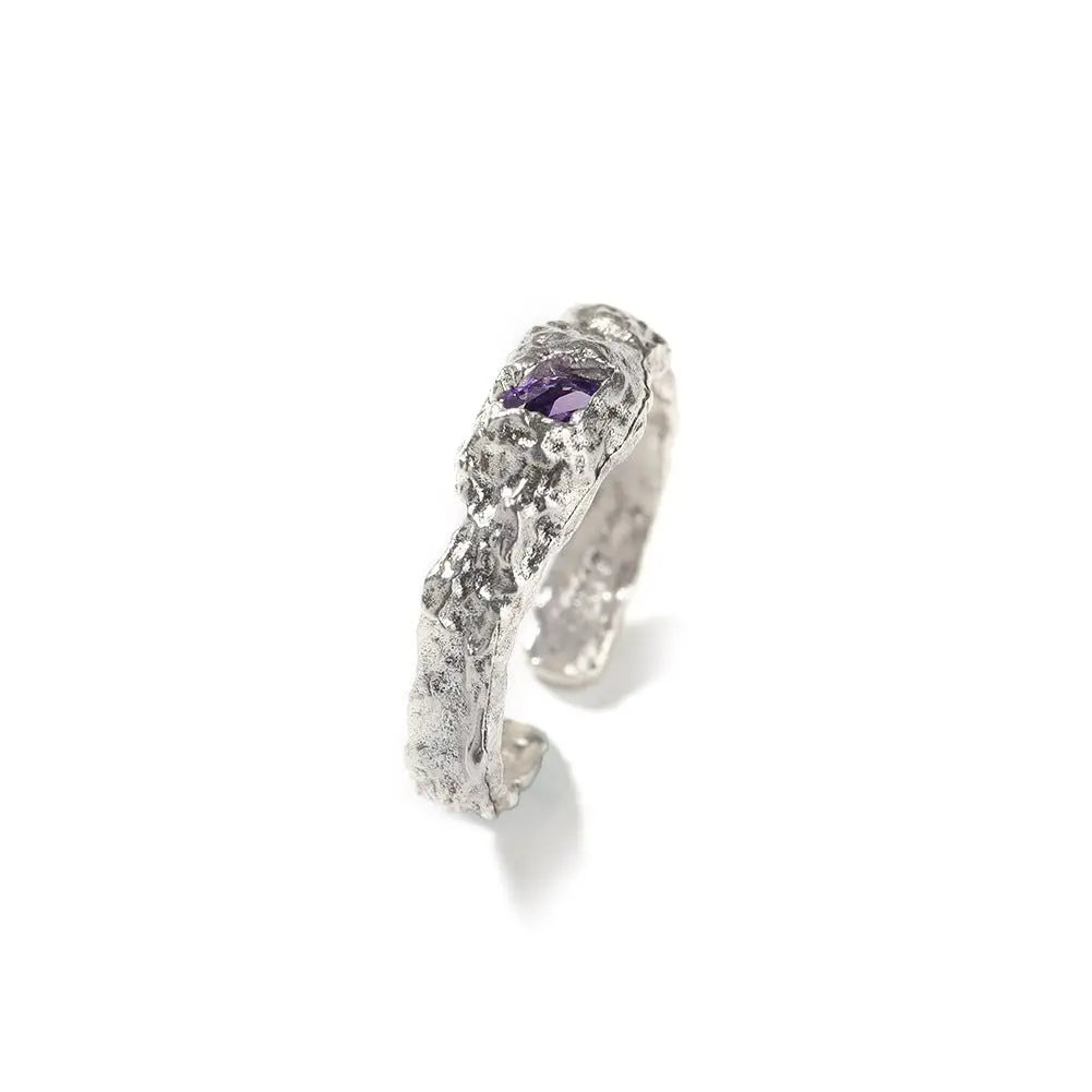 Hip-Hop 925 Silver Ring with Purple Zircon nowadaysfashion