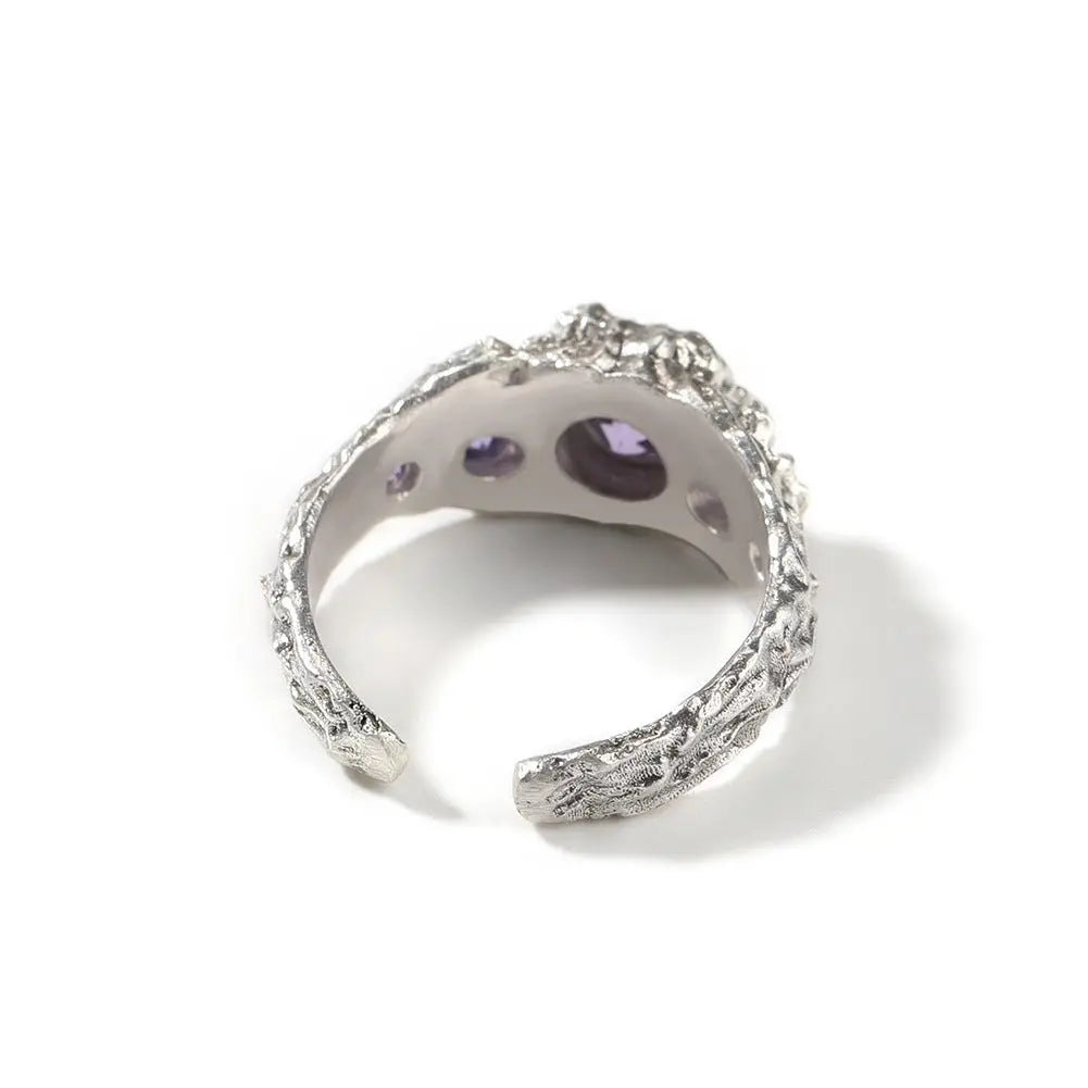 Hip-Hop 925 Silver Ring with Purple Zircon nowadaysfashion