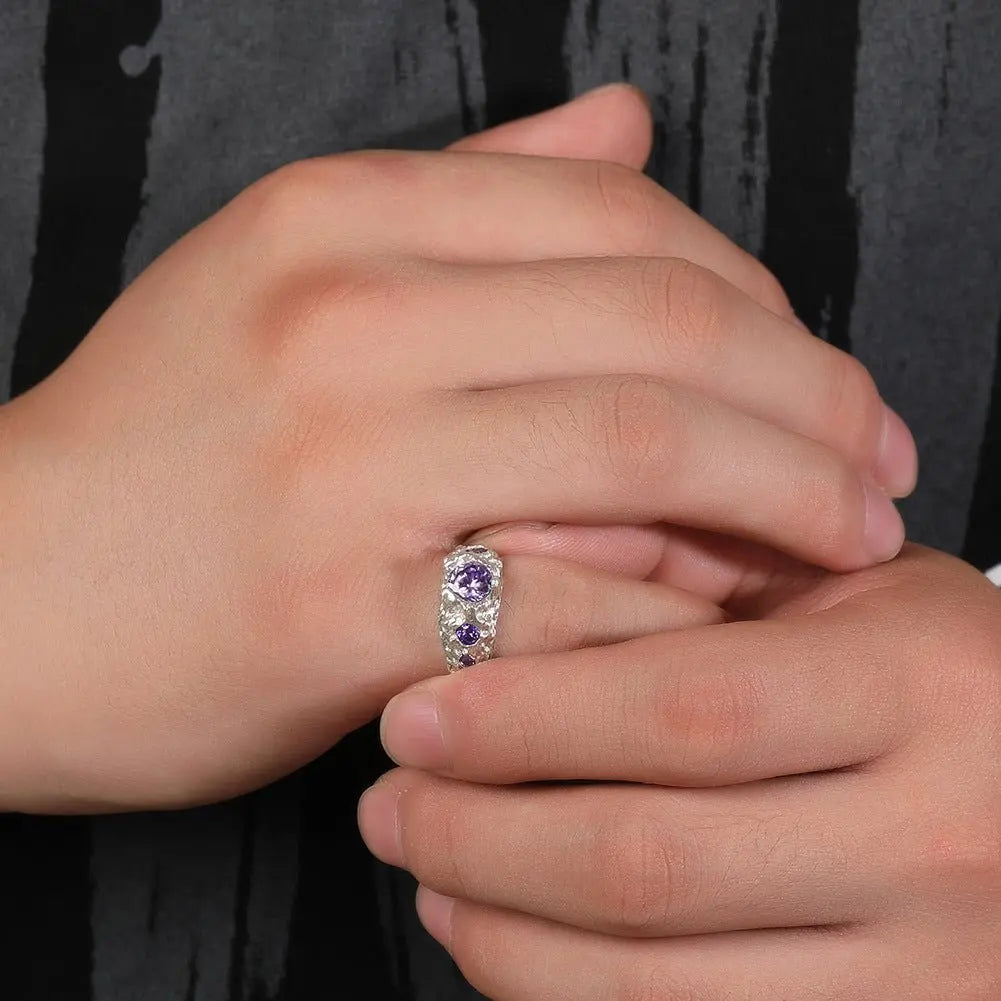 Hip-Hop 925 Silver Ring with Purple Zircon nowadaysfashion