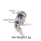 Hip-Hop 925 Silver Ring with Purple Zircon nowadaysfashion