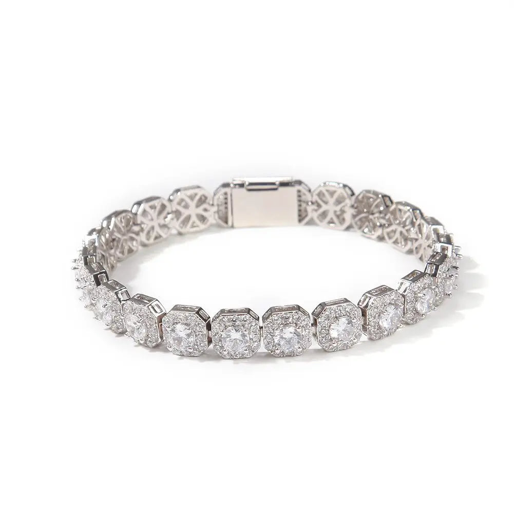 Hip-hop 9mm square rock candy zircon bracelet - Blade & Thread